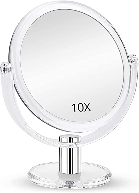 plateado transparente, redondo OMIRO Espejo de baño espejo de maquillaje de aumento de 15 cm 20 x 